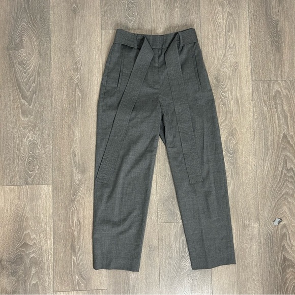Aritzia Wilfred Jallade Pants Tie Front Heathered Grey High Rise Waist Trousers - Picture 2 of 14